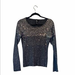 NEW 23rd st black silver ribbed sequin sweater L